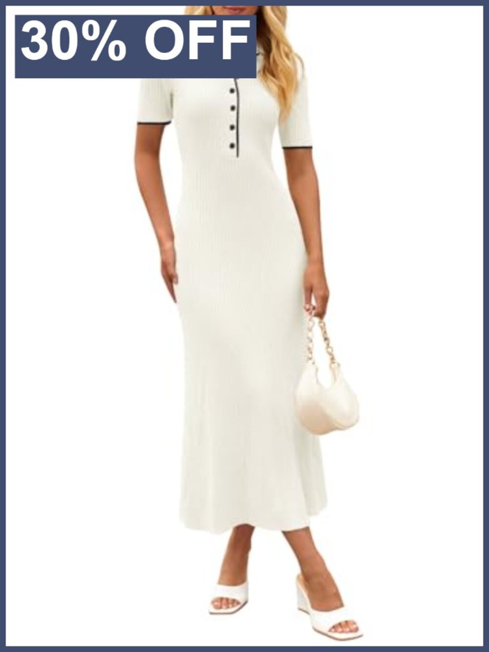 Womens Summer Business Work Maxi Bodycon Sweater Dress V-Neck Short Sleeve